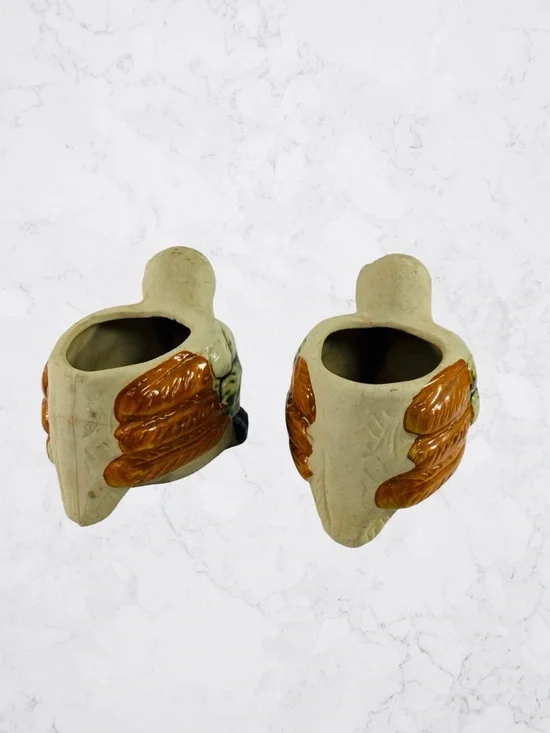 Pair Ceramic Pelican Planters Bud Vase Succulents Small Plants Beach Life Bird - Picture 3 of 9